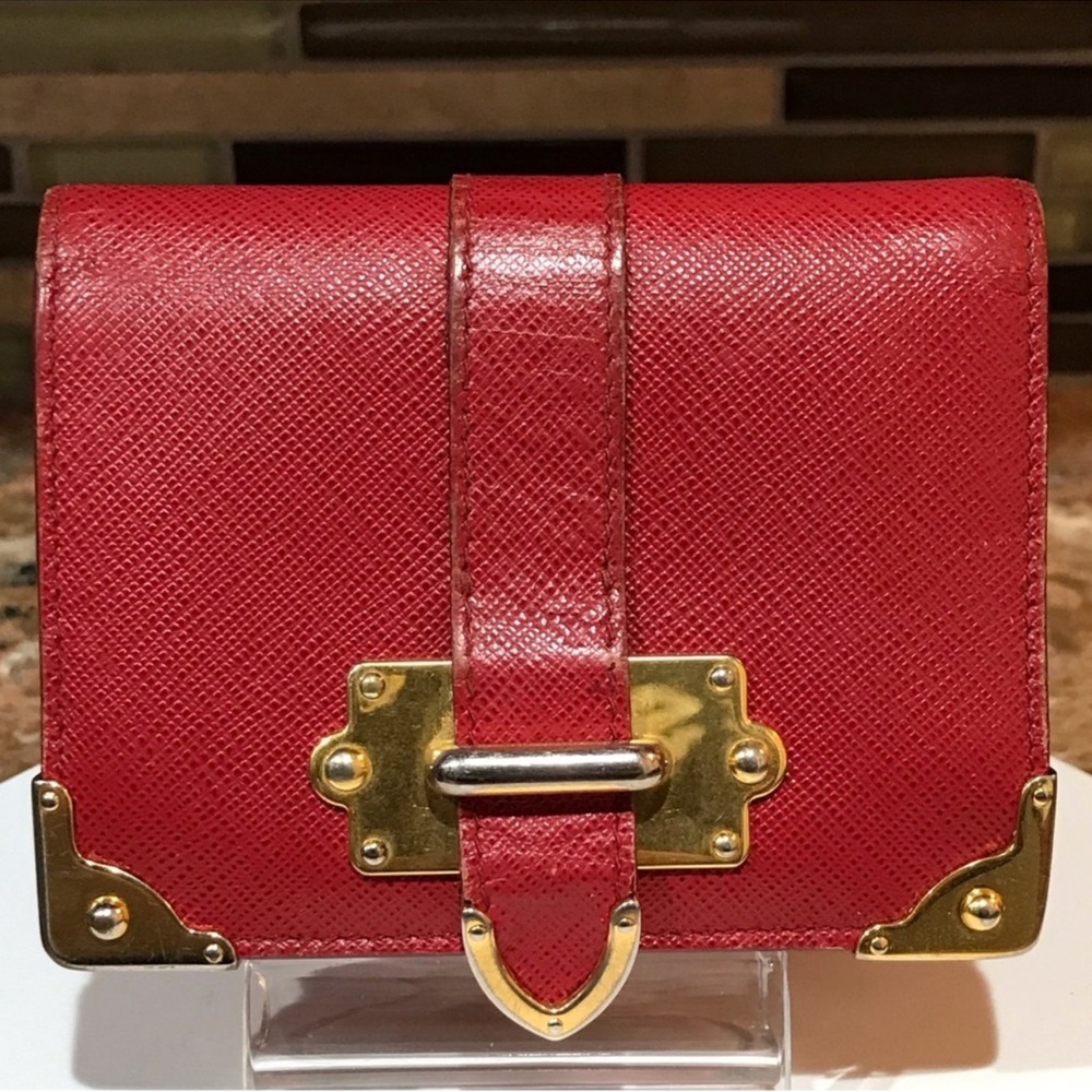 Prada EUC red Cahier wallet